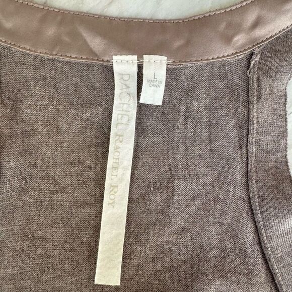 Rachel Rachel Roy tan cardigan vest cotton/viscose/cashmere blend size L NWT - Picture 4 of 8